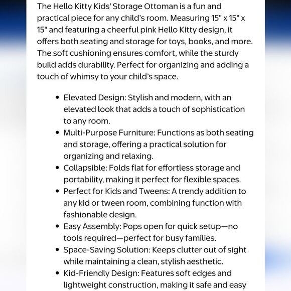 Hello Kitty Collapsible Storage Ottoman - Picture 10 of 16